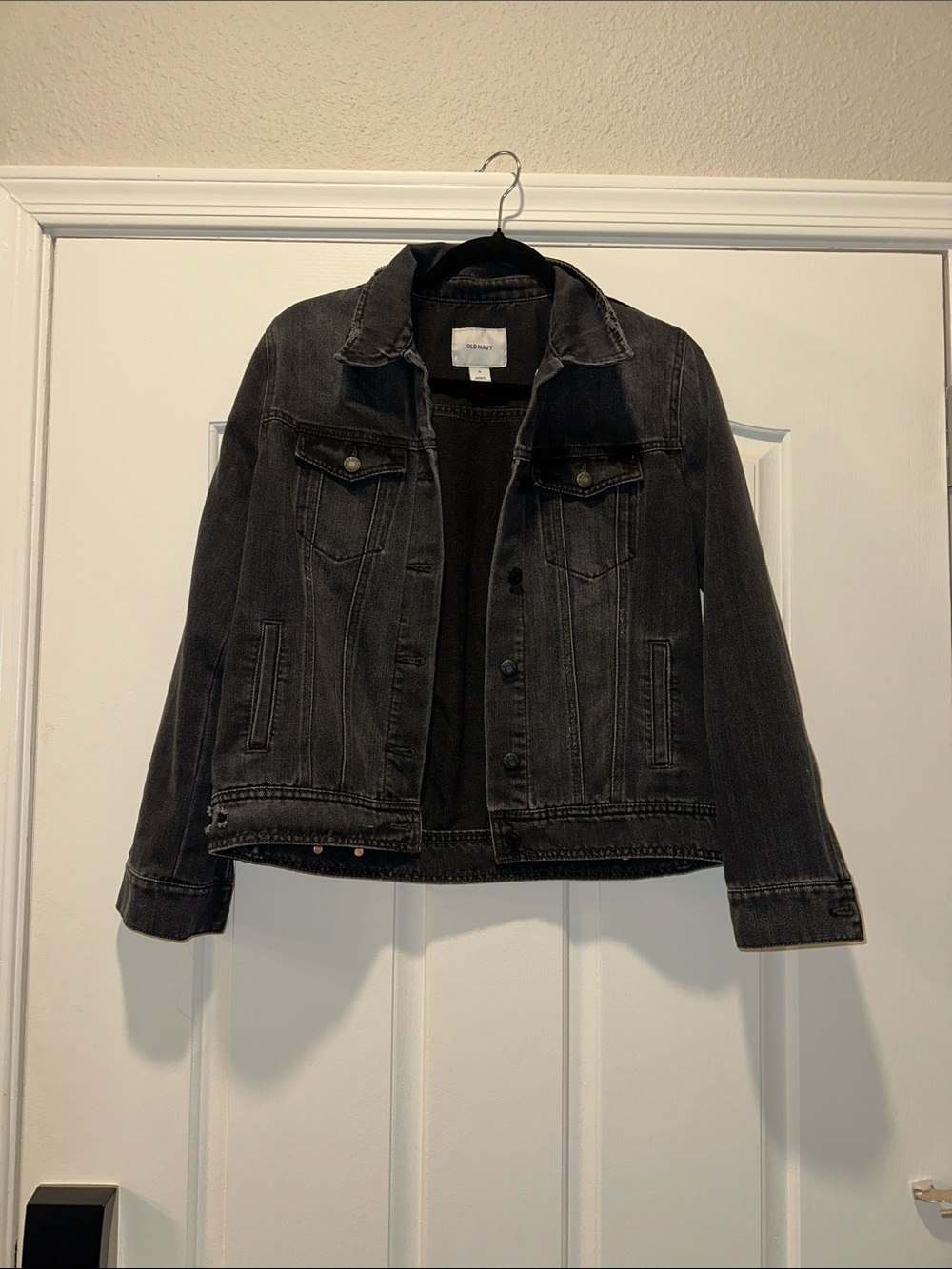 Old Navy Black Washed Denim Trucker Jacket size medium